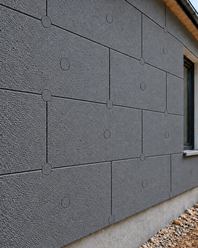 Fasádní izolace se zapuštěným kotvením zakrytým polystyrenovými zátkami